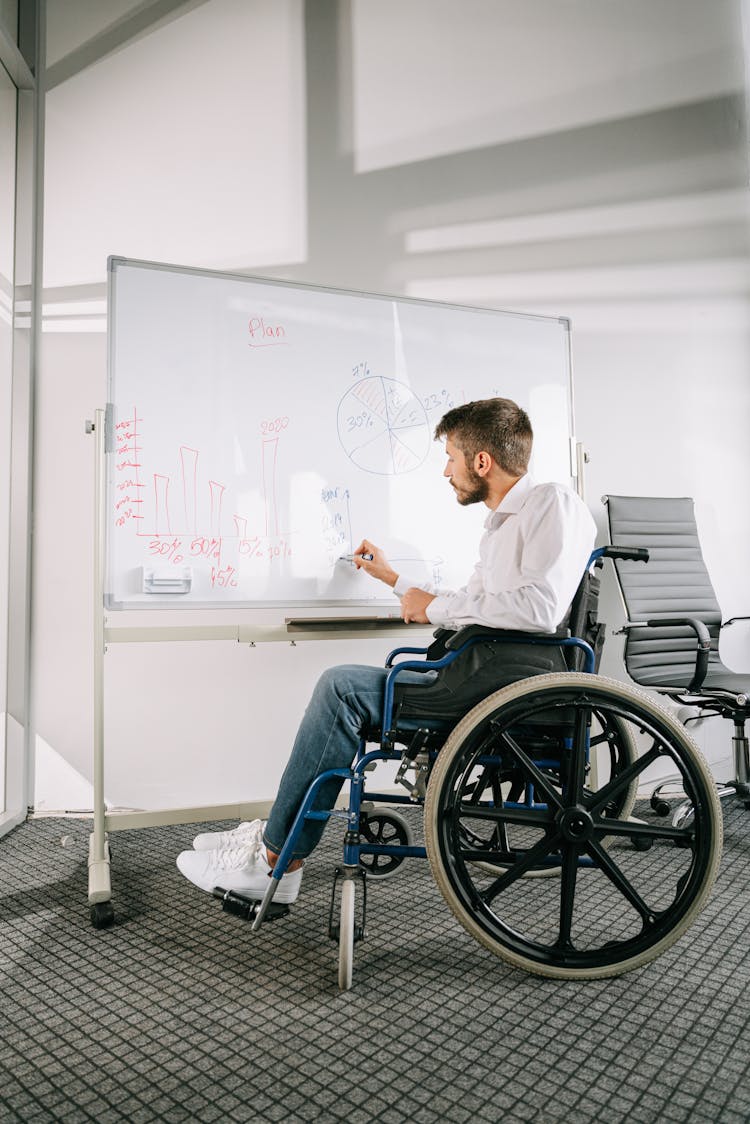 A Man Drawing A Graph On A Whiteboard