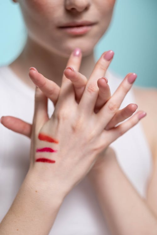 Free Woman With Different Shades Of Lipstick Colors Stock Photo
