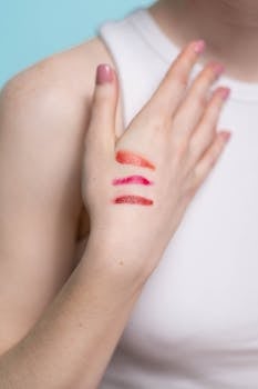 Artistic display of lipstick shades tested on a woman's hand for beauty and cosmetics.