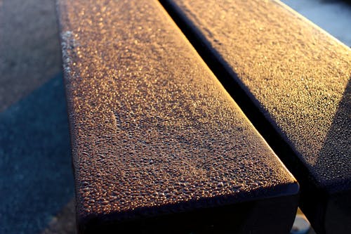 Free stock photo of bench, cold, dew
