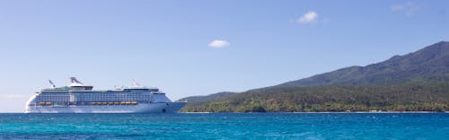Free White Cruise Ship Near Island Stock Photo