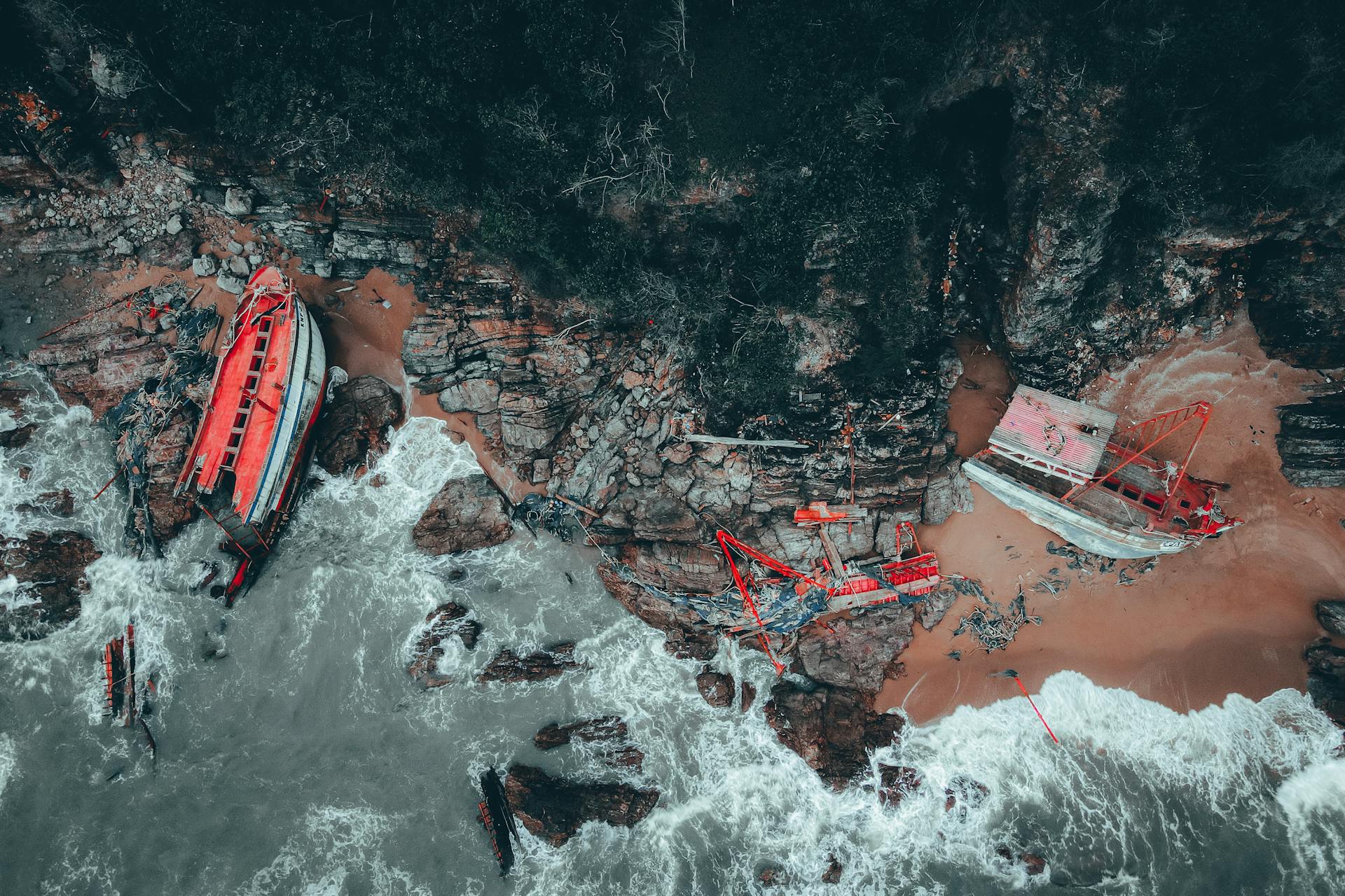 Wrecked Ship on Rocky Coast