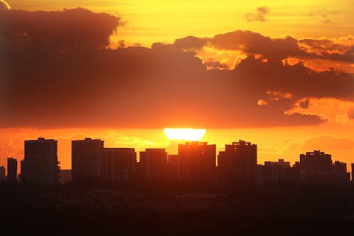 Silhouette of City Buildings during Sunset
