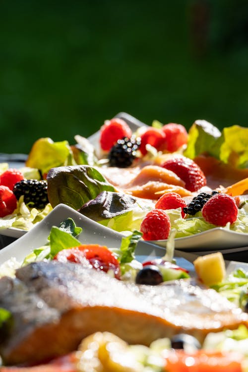 Food on White Ceramic Plates