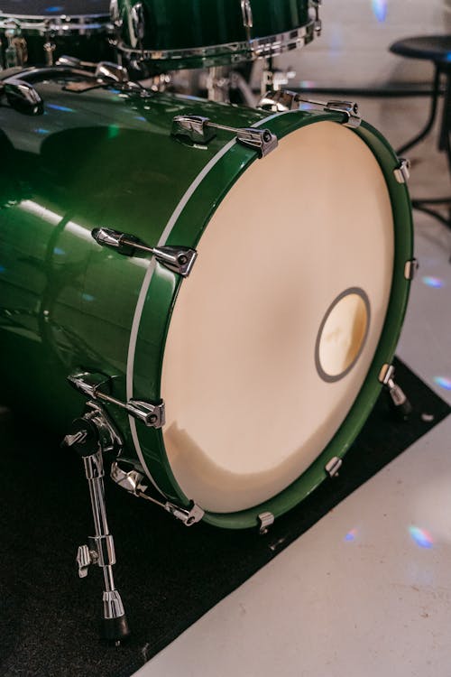 Free A Green and Silver Drum Set Stock Photo