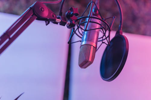 Close-up of Professional Microphone Equipment in Studio