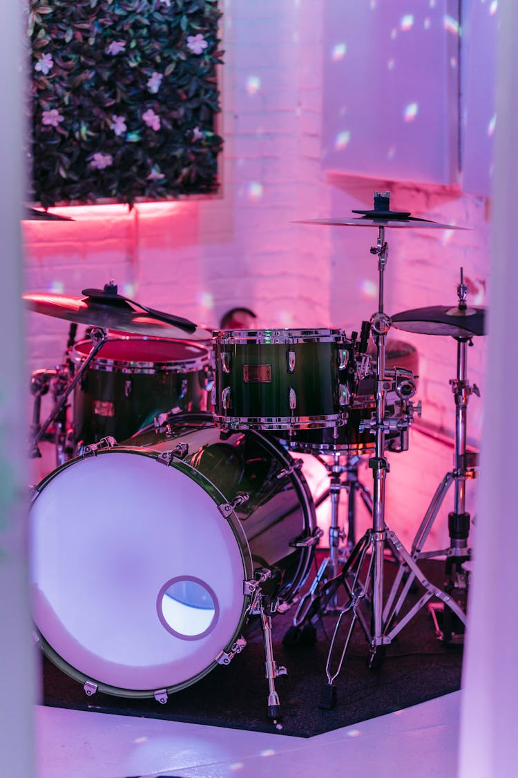 Green And White Drum Set