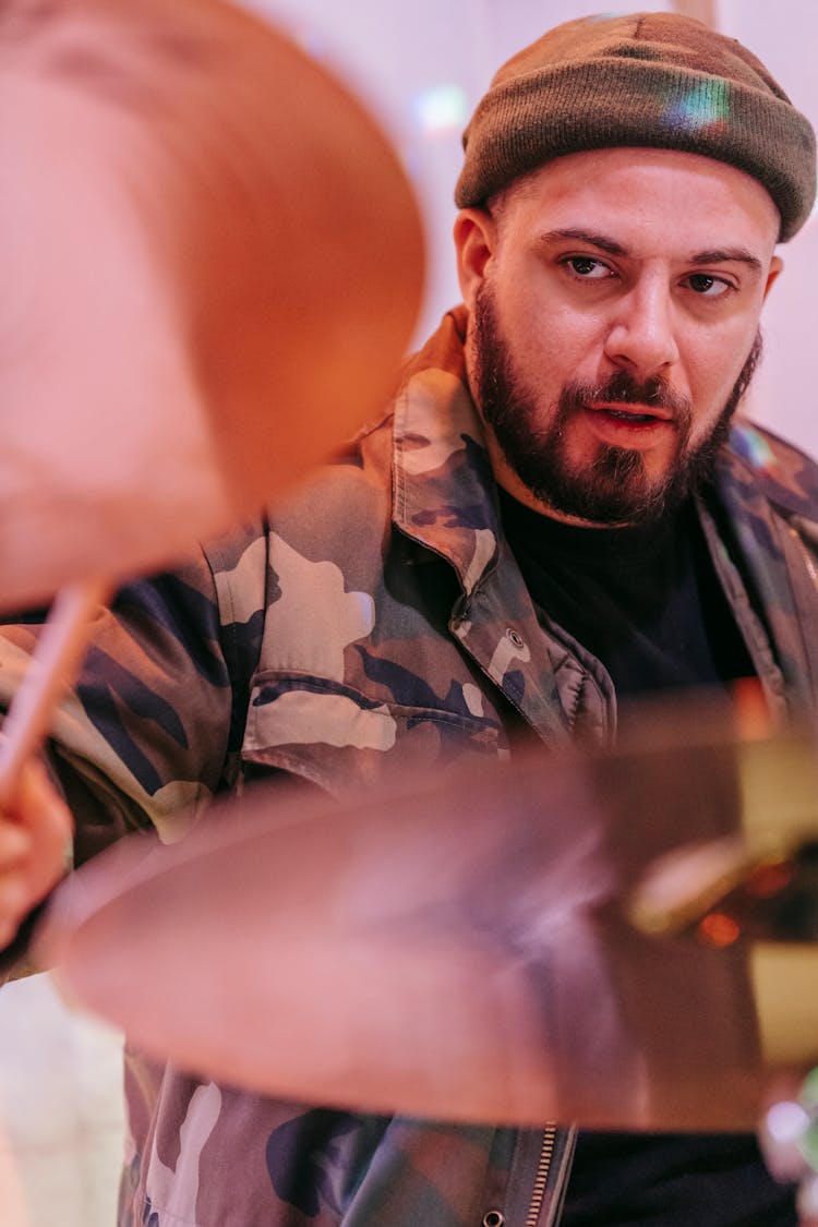 Portrait Of Drummer Performing