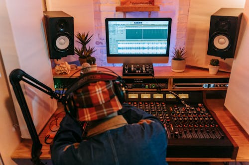 A Person Working in a Music Studio