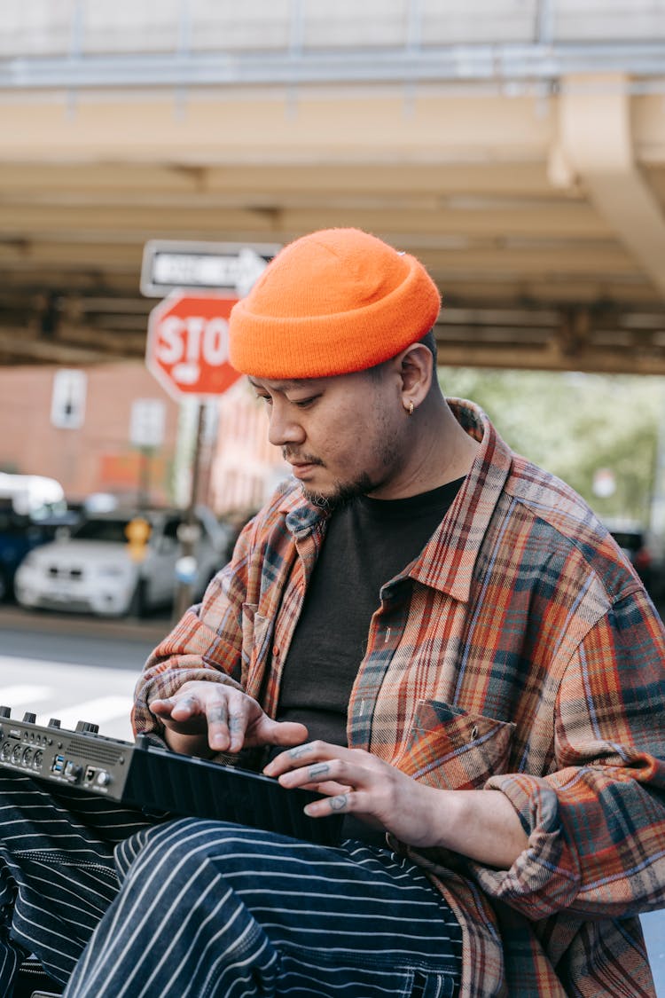 Man Mixing Music On Street