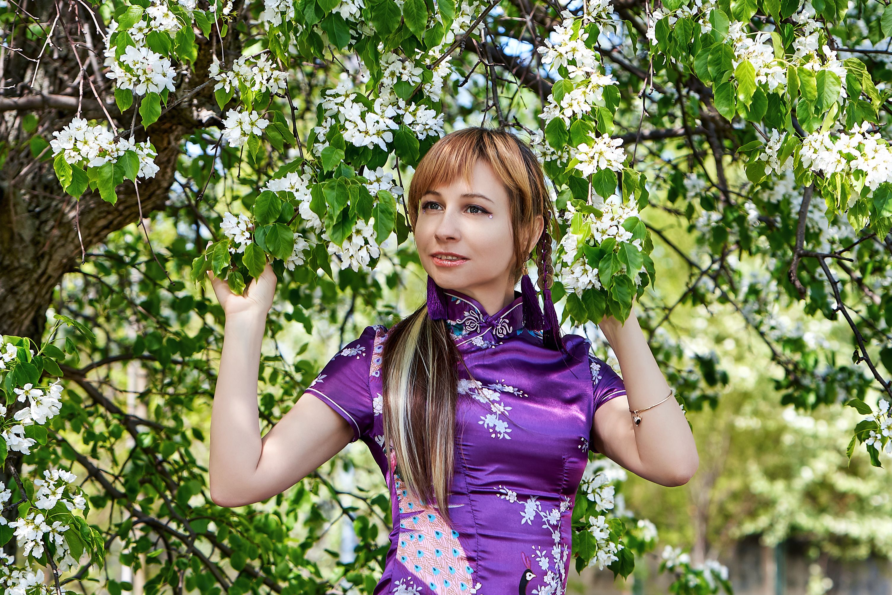 Woman in White Dress Standing Beside a Tree · Free Stock Photo