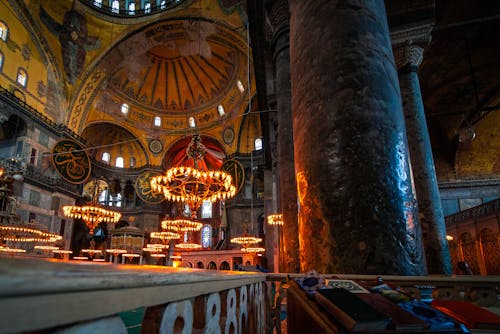 Interior of Hagia Sophia Grand Mosque in Istanbul, Turkey