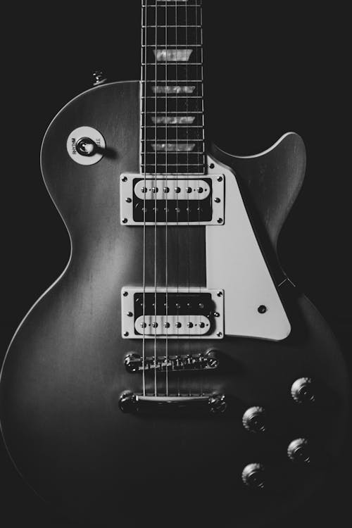 Free Grayscale Photo of Electric Guitar Stock Photo