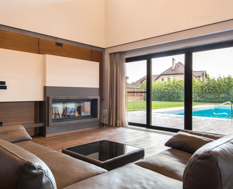 Modern sliding glass door installed in a Utah home