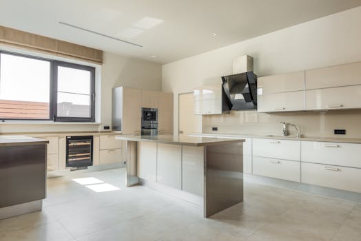 Kitchen with expansive windows