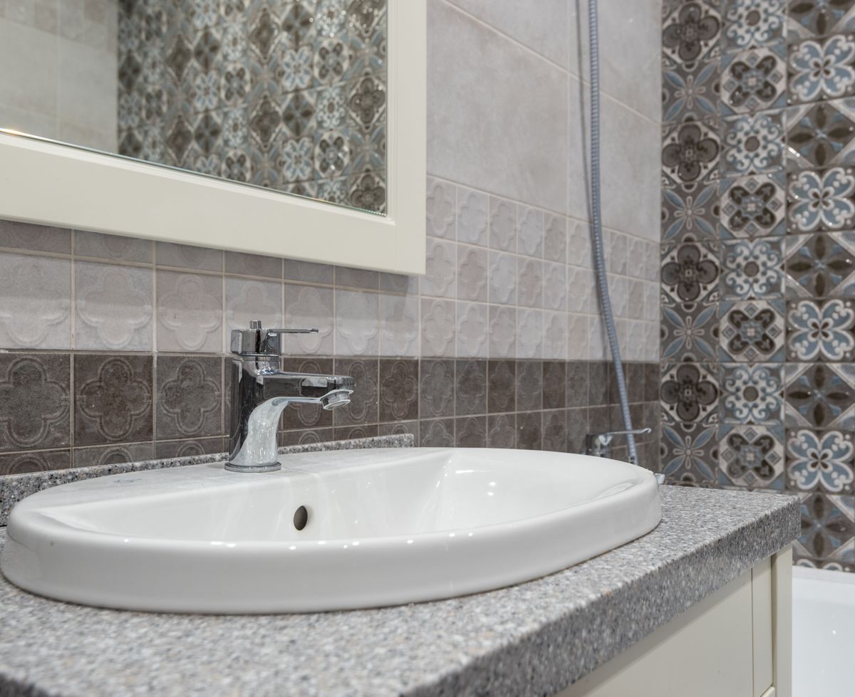 Modern bathroom vanity and sink detail