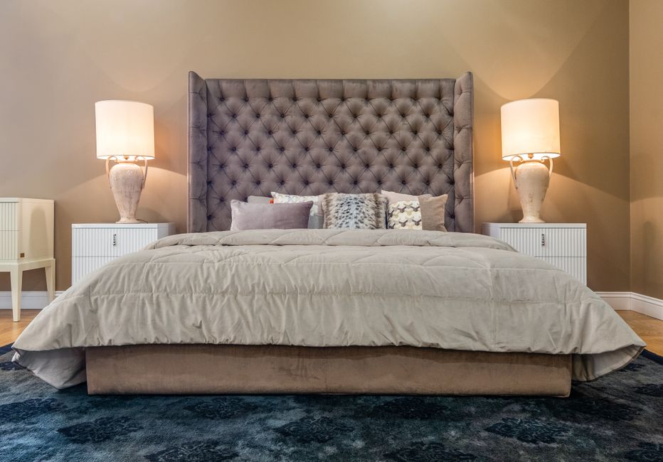 Queen bed frame with headboard - Red Deer