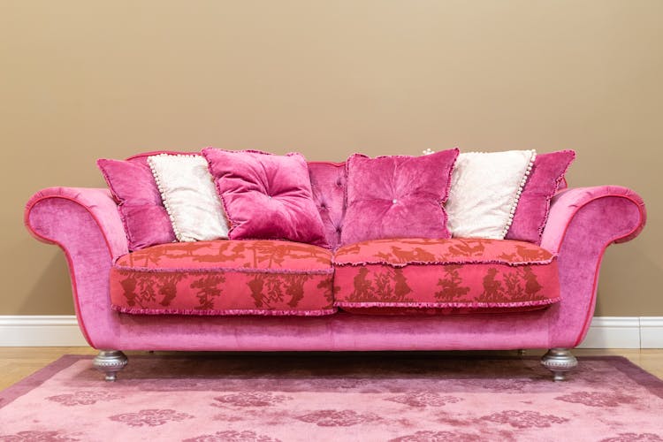 Pink And White Sofa