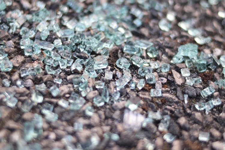 Macro Shot Of Pieces Of Shattered Glass