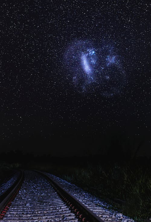 레일, 밤, 별의 무료 스톡 사진