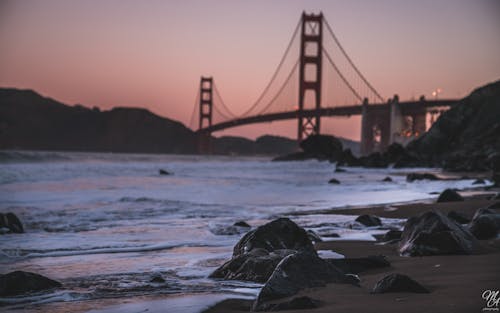 Бесплатное стоковое фото с восход, мост золотые ворота, область залива