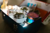 Silver and Red Round Containers