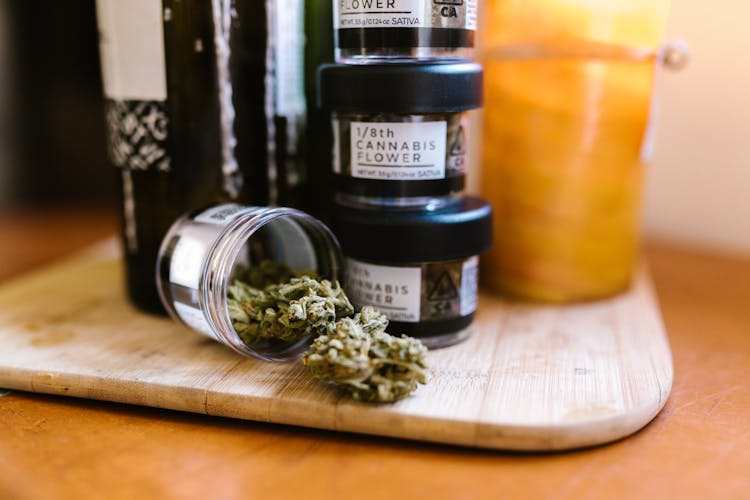 Cannabis Buds In A Glass Jar