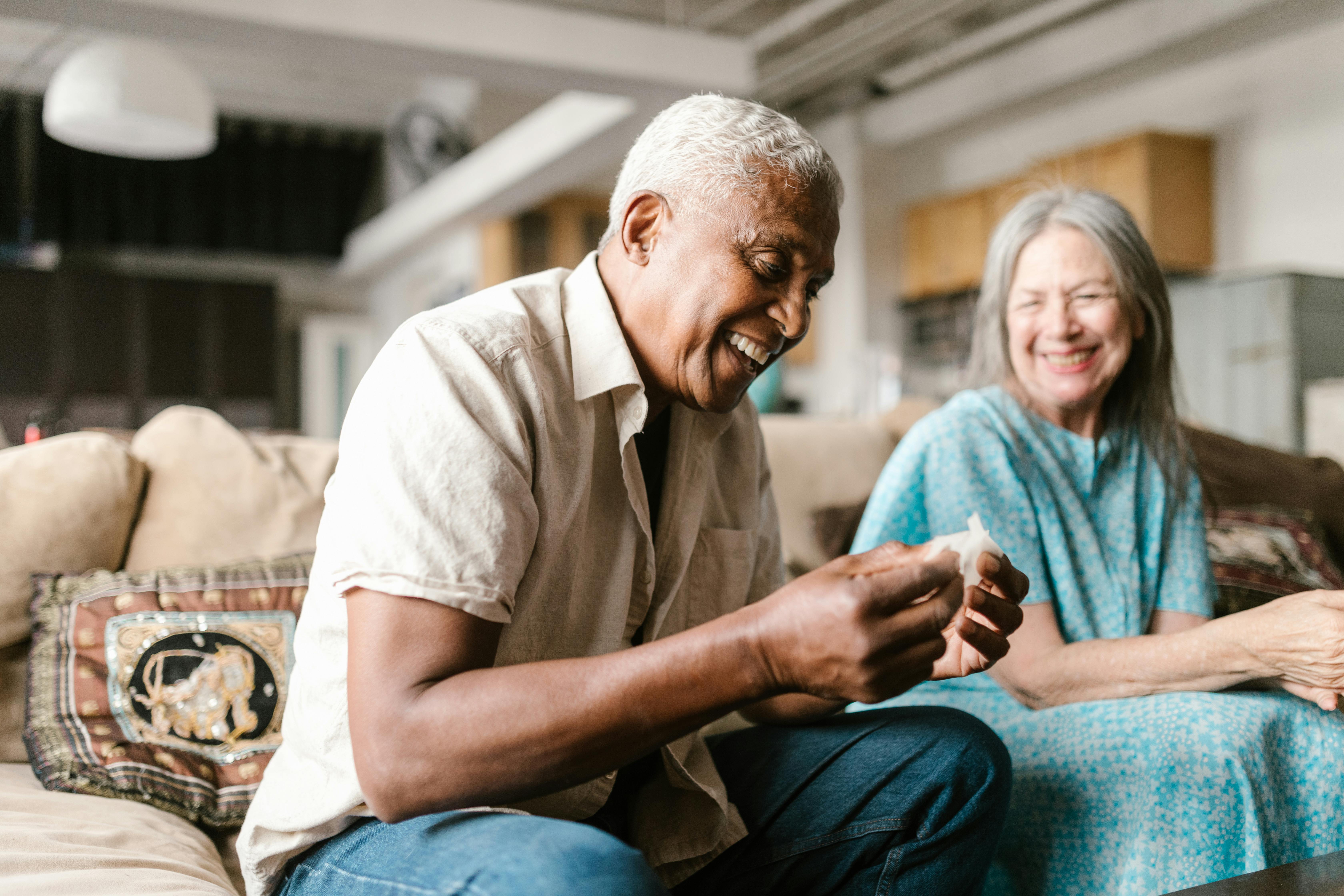 a man and woman smiling together