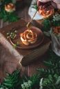 Brown and White Cake on Brown Wooden Tray