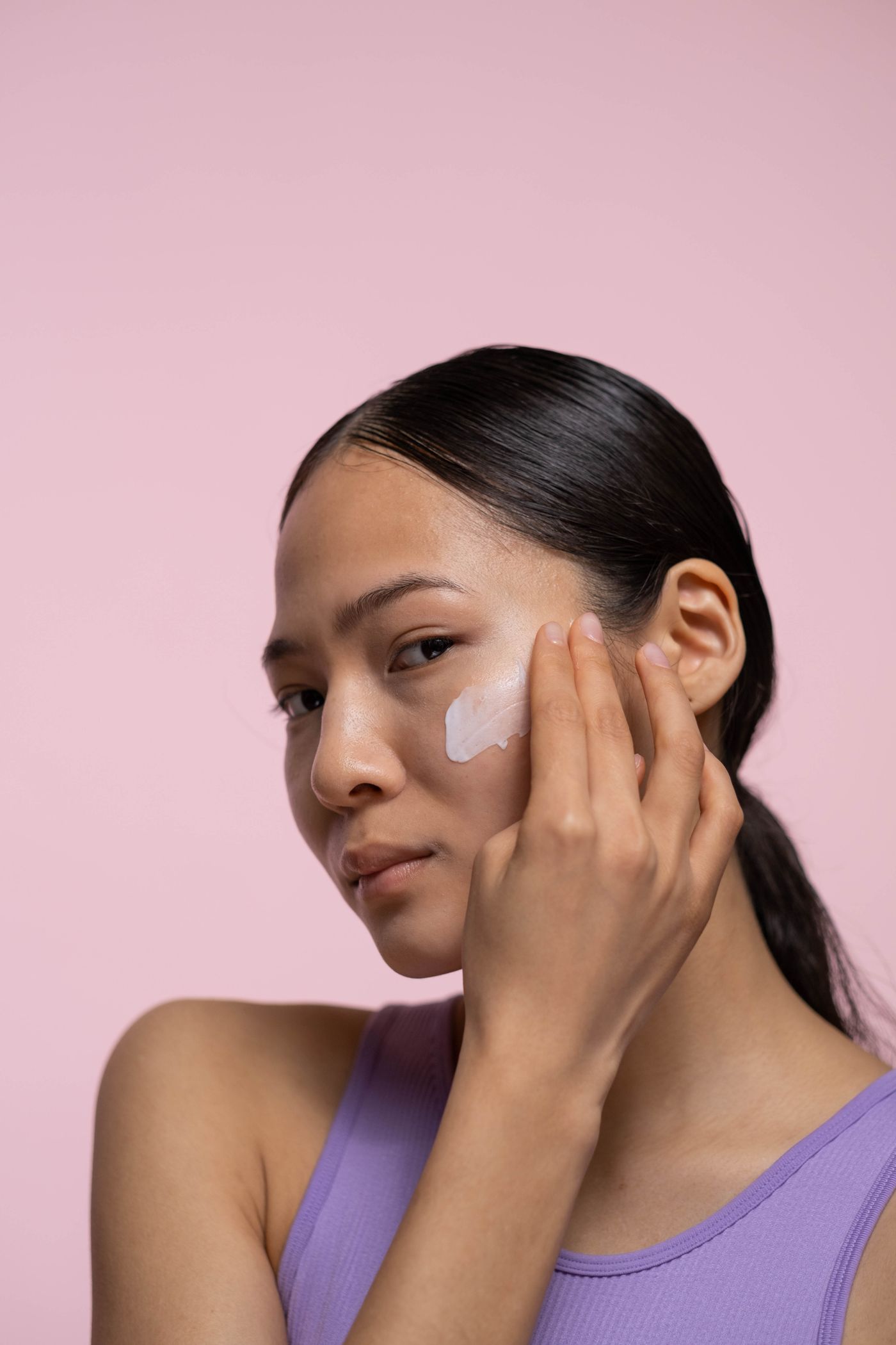 Portrait with skincare applied