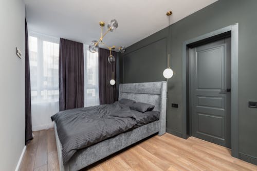 Black and Gray Bed in the Bedroom
