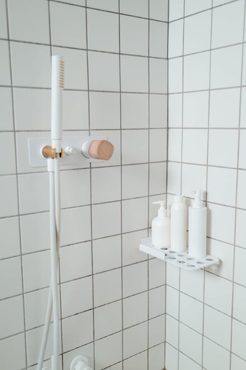 Free White Tiled Shower Room Stock Photo