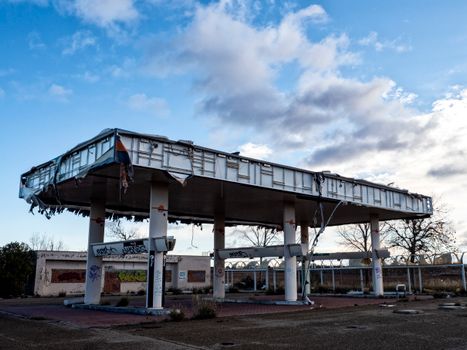 Ruined and Abandoned Gasoline Station