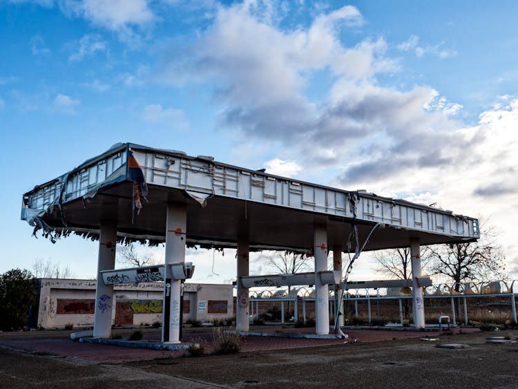 Ruined And Abandoned Gasoline Station