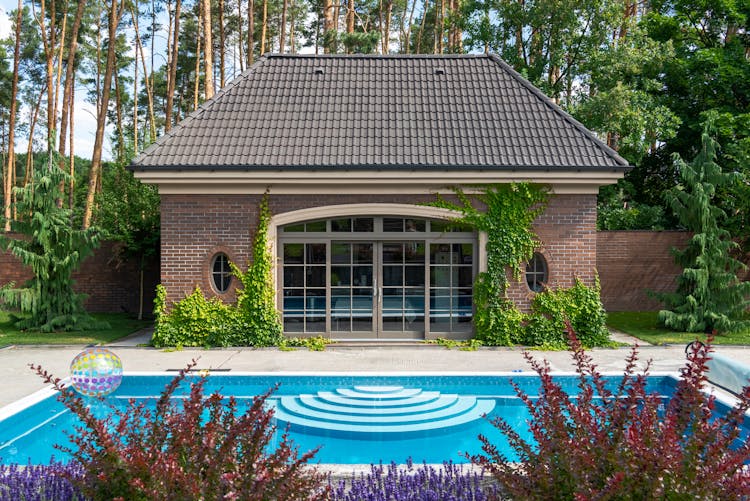 Large Poolside Shed In Summer