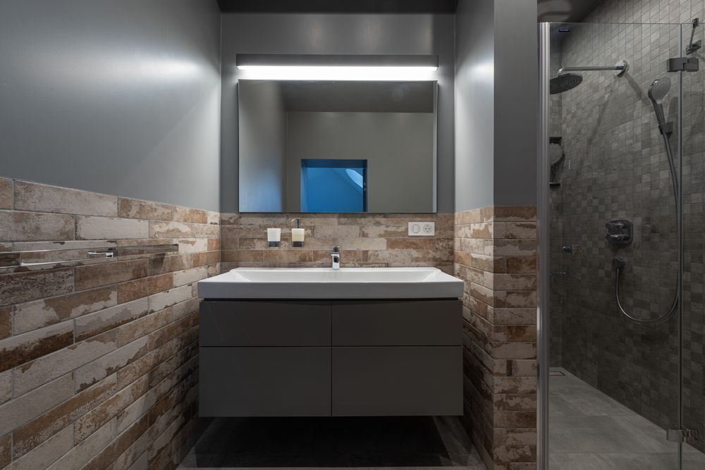 LED vanity lighting and exhaust ventilation upgrade in a Lake Arrowhead bathroom