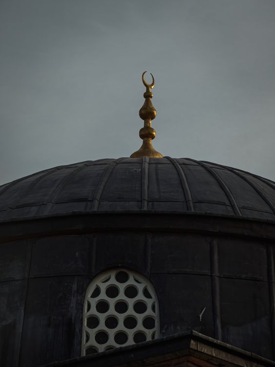 Mosque Grey A Gray Mosque with Crescent Moon Symbol Under Gray Sky · Free Stock Photo