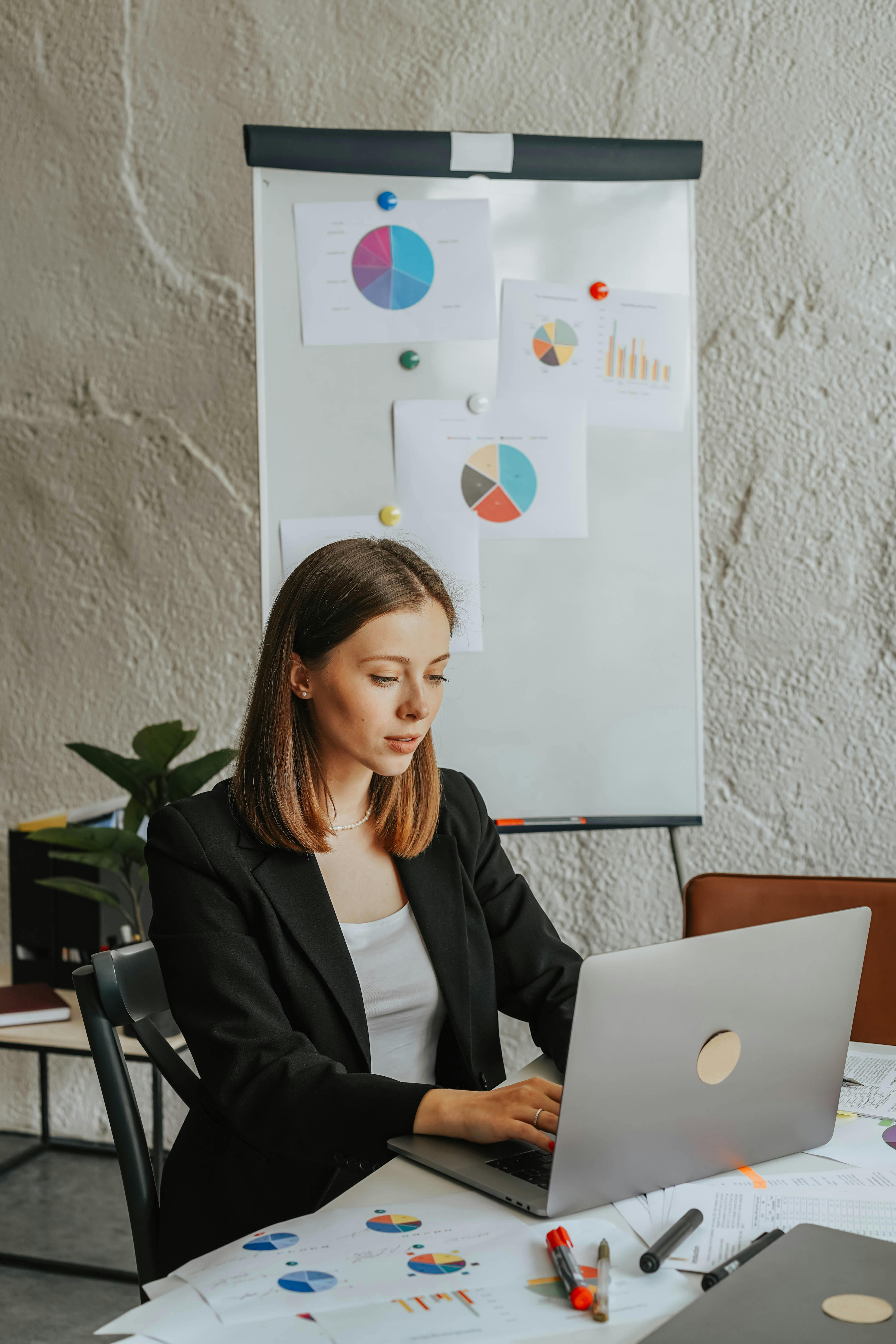 beautiful woman working inside an office