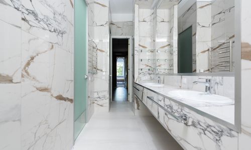 Modern bathroom with double vanity