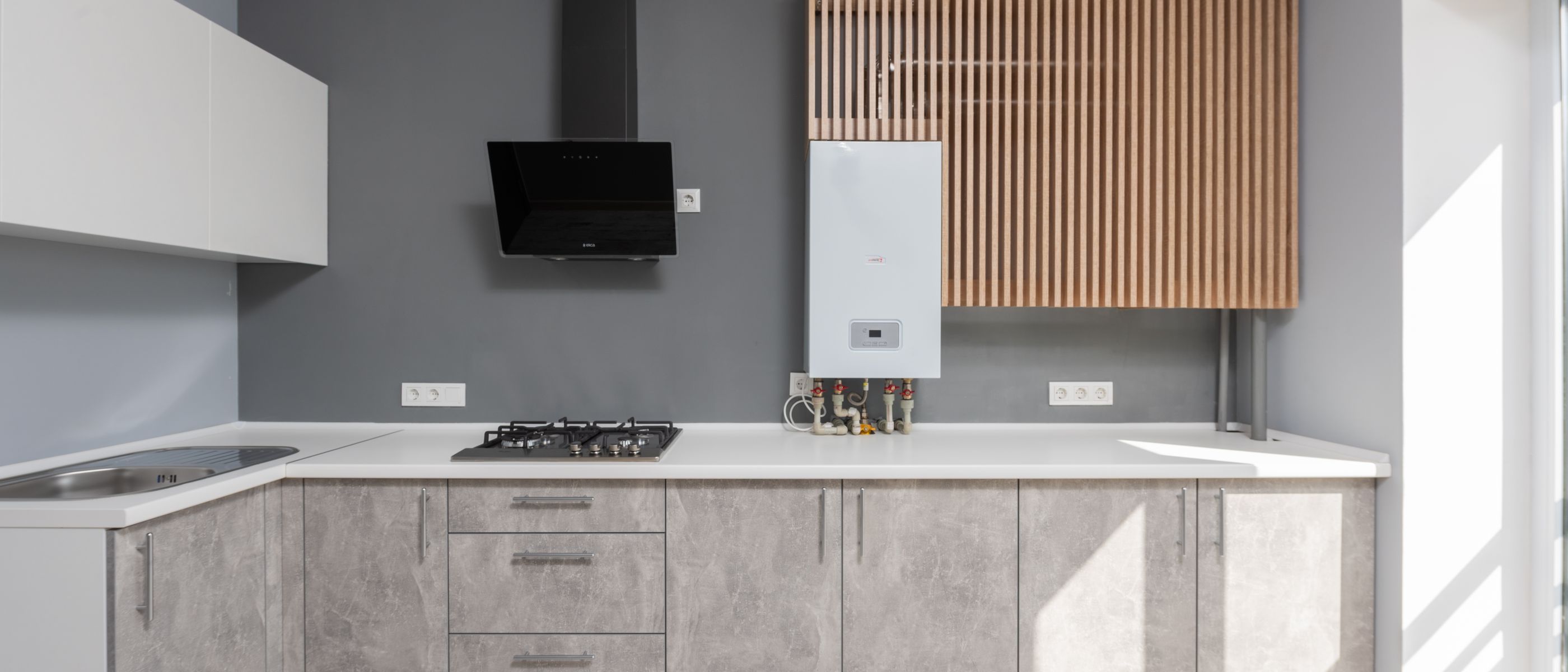 Kitchen Spraying in South Hackney — surfaces prepped and cut in by hand
