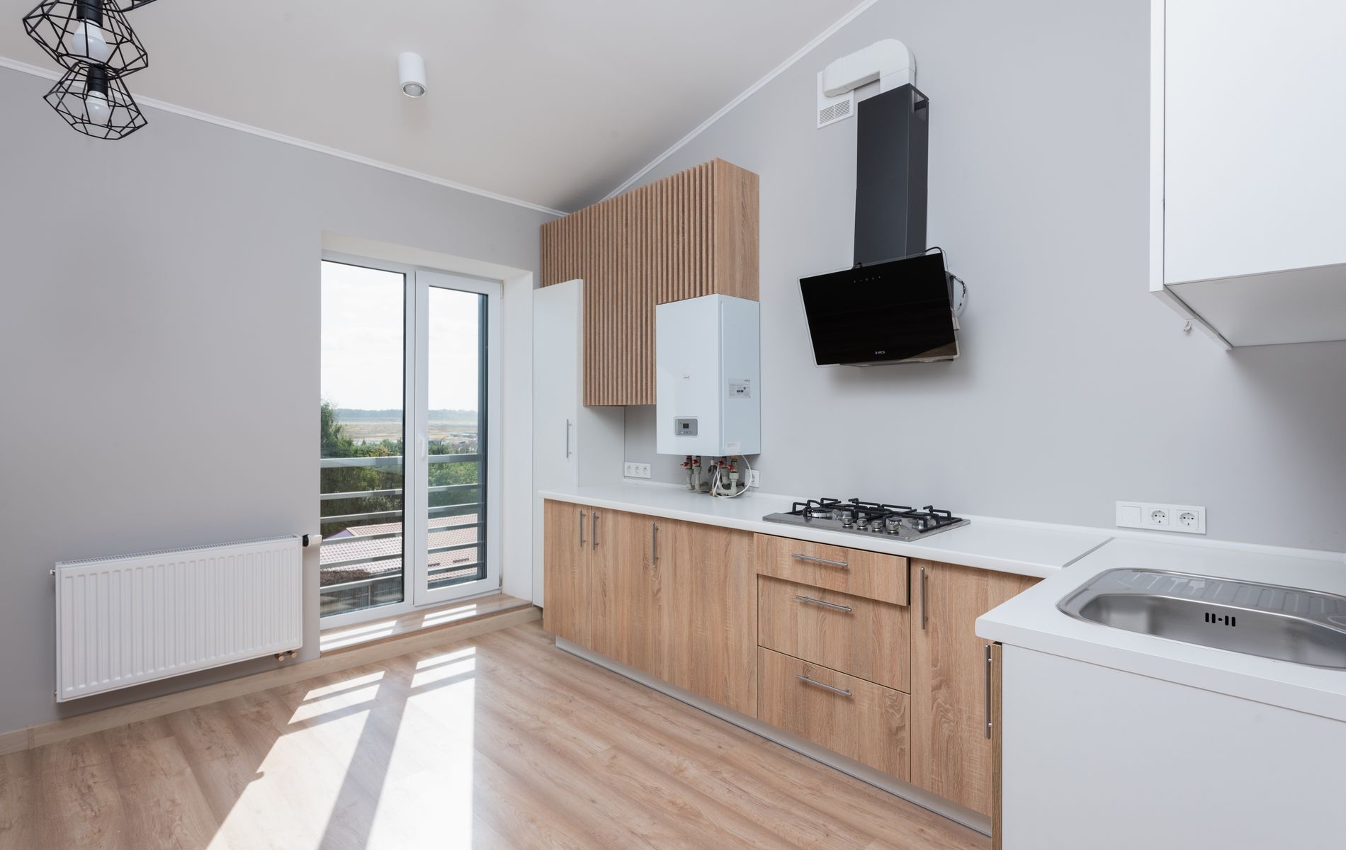 Solid hardwood kitchen cabinets installed in an Orange County kitchen