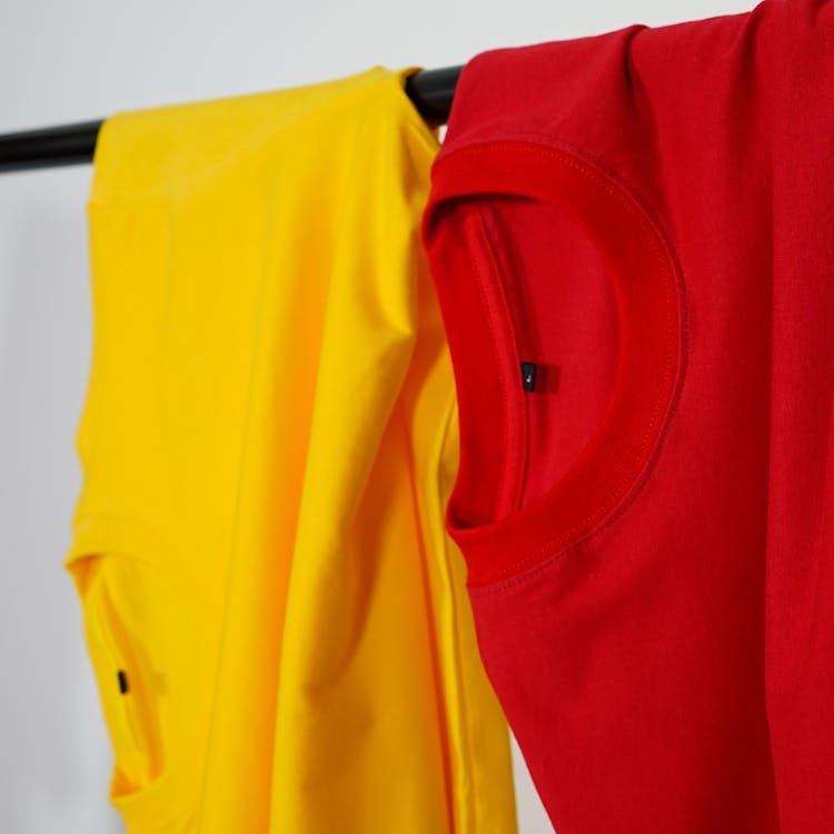 Yellow And Red Shirts Hanging