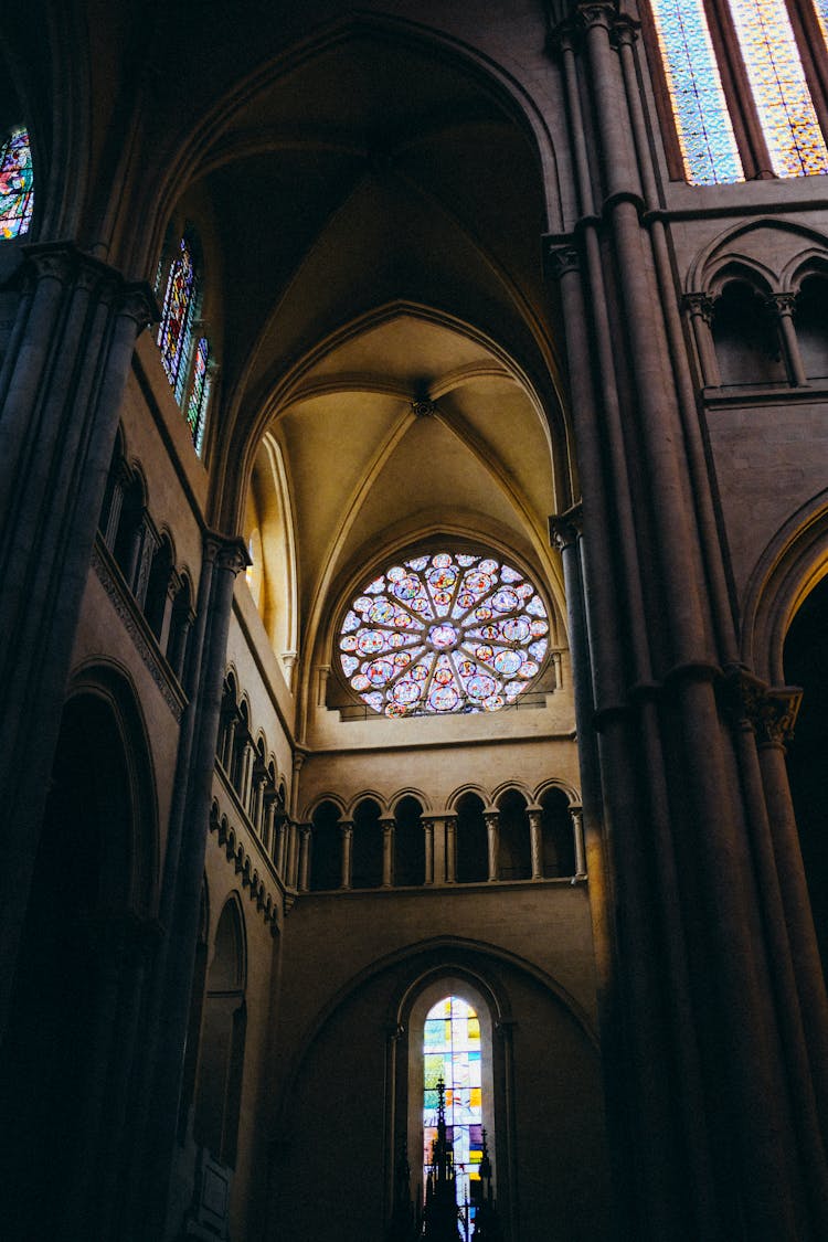 Stained Glass Windows On Lausanne Cathedral