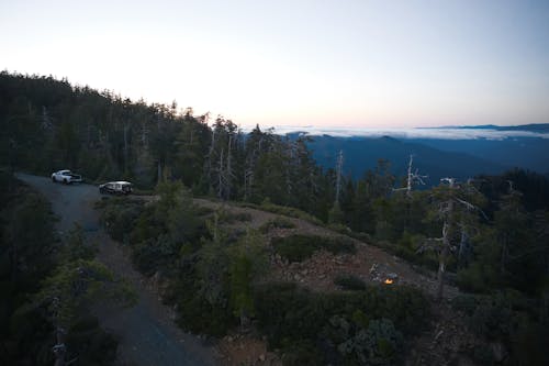 Two Cars in Mountains