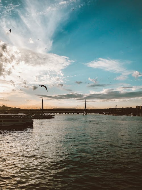 City Coastline at a Cloudy Sunset