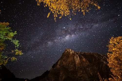 A Mountain Under a Starry Sky