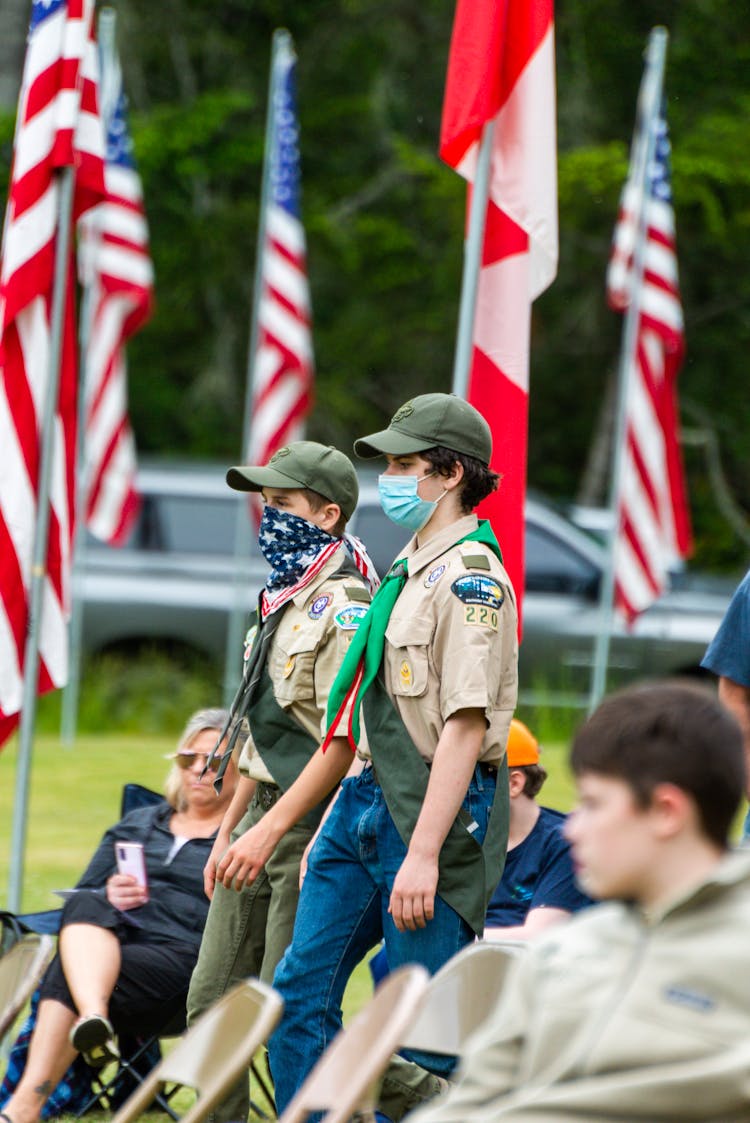 Scouts Walking In Masks