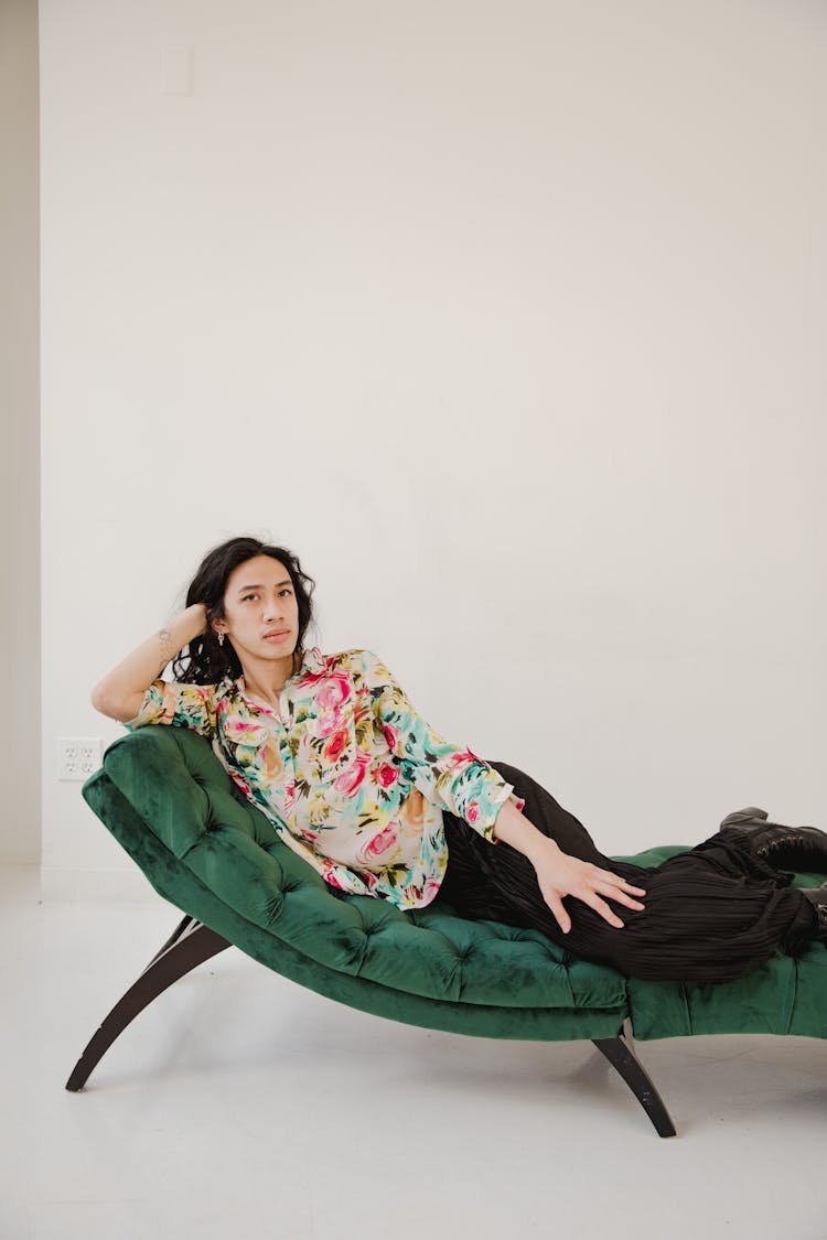 A Model Posing On A Reclining Chair