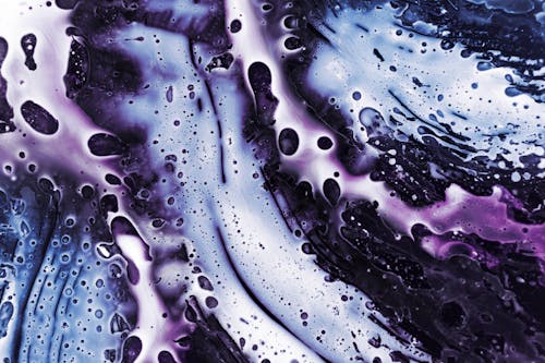 Purple White and Black Abstract Painting