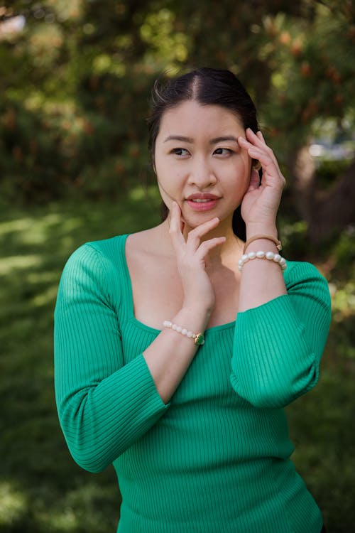 Free Photo of Woman Wearing Green Long Sleeves Stock Photo